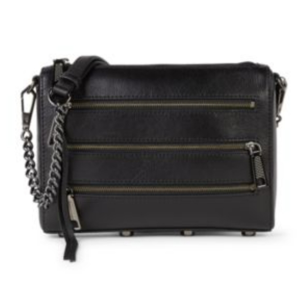 NWT Rebecca Minkoff Purse Mini 5 Zip Leather Crossbody Bag Chain Punk Moto